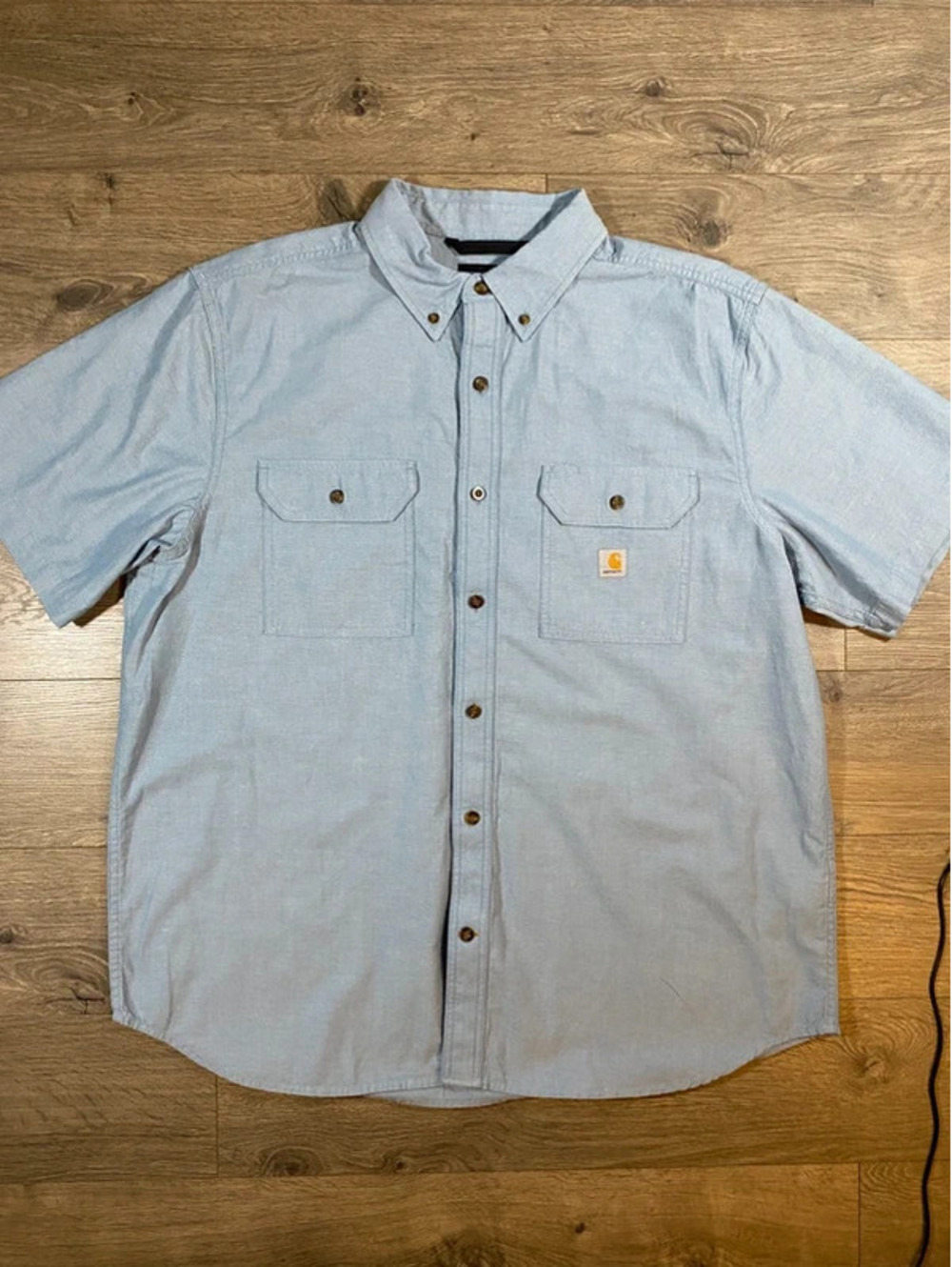 Carhartt 104369 Mens XL Blue Chambray Loose Fit Short Sleeve Work Shirt